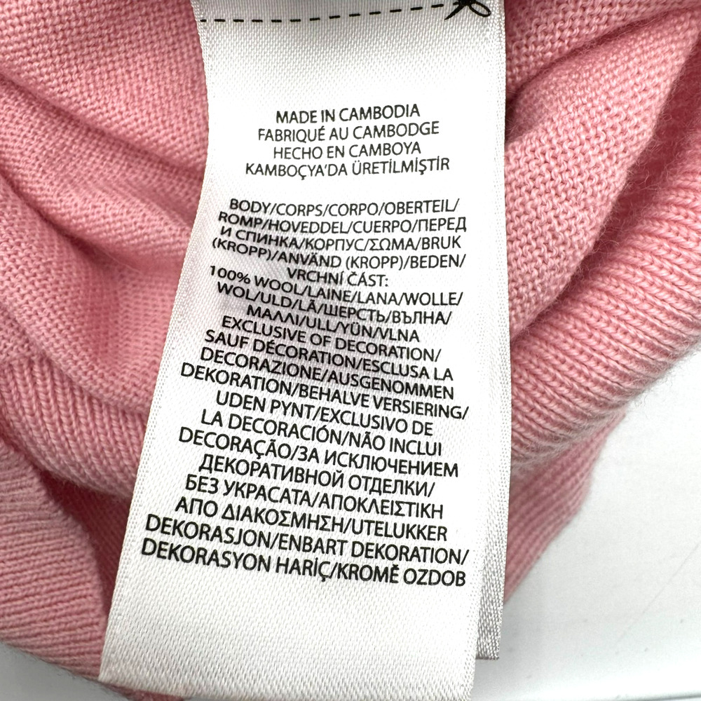 POLO RALPH LAUREN Women's Medium Navy White Pink Merino Wool LOVED Pony Sweater - Picture 6 of 10